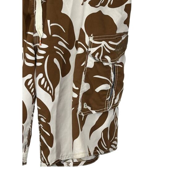 Quiksilver Men's Unlined Swim Trunks Size 36 Brown Leaf Print - Picture 7 of 15